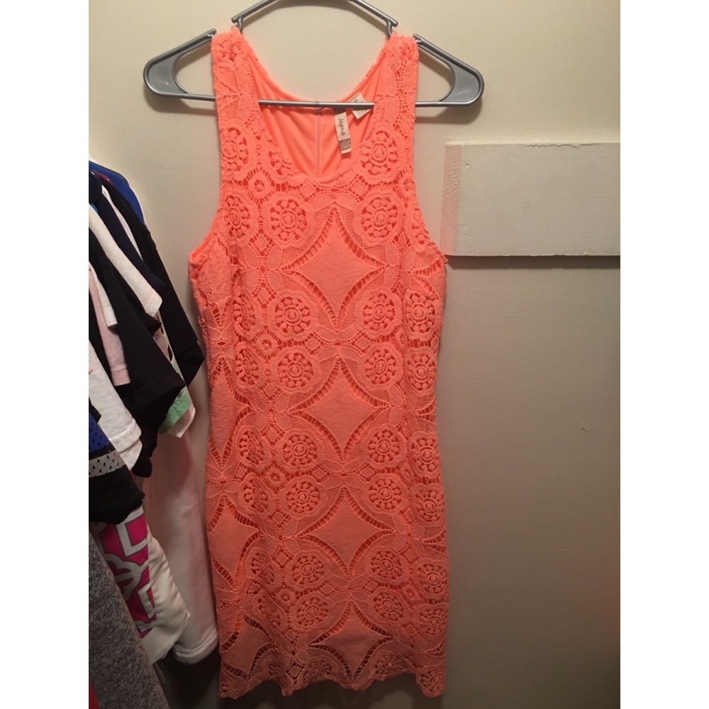 Pretty coral dress.